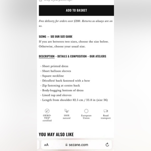 Sezane Womens Allya Mini Dress Aria Print Size 40 US 8 Floral Puff Sleeve - Picture 14 of 15